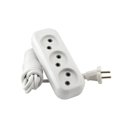 Удлинитель сетевой LUX У3-0-03 3-местный б/заз., 250В 10А, 3м