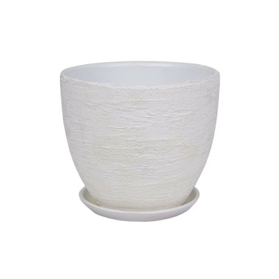 Горшок Лофт 5 с поддоном 5л d22 h19,5см высокий овал белый