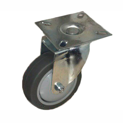 Колесо_ТЕМНАЯ сер.мягкая ГЛАДКАЯ резина  поворот.  75мм (SCG93)