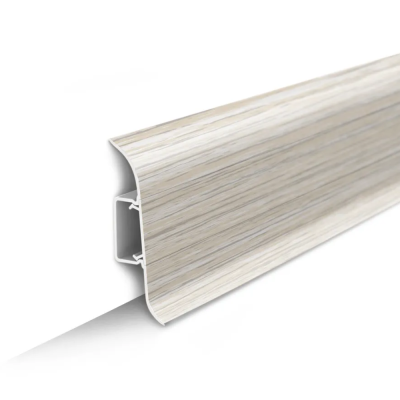 Плинтус напольный с центральной планкой 55мм 2,2м "Идеал Классик" Ясень белый / 252										