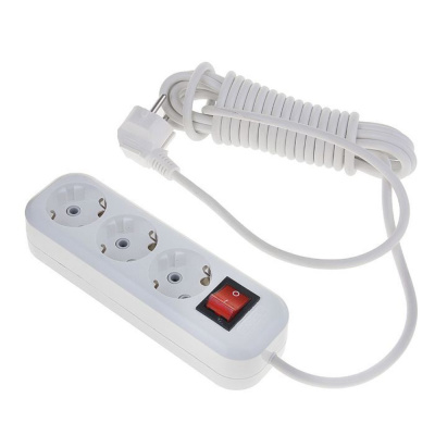 Удлинитель сетевой  LUX У3-ЕВК-05 с выключателем 3-местный с з/к., 250В 16А, 5м