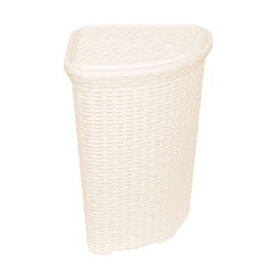 Корзина для белья угловая 60 л "ротанг" (слоновая кость) с крышкой (1/8) "виолет"