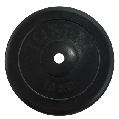 Диск обрезин."TORRES 15 кг" арт.PL507215, d.25мм, металл в резиновой оболочке, черный