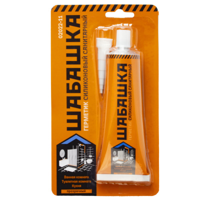 Герметик силикон. санитарный прозрачный 85 мл (12/144) Шабашка