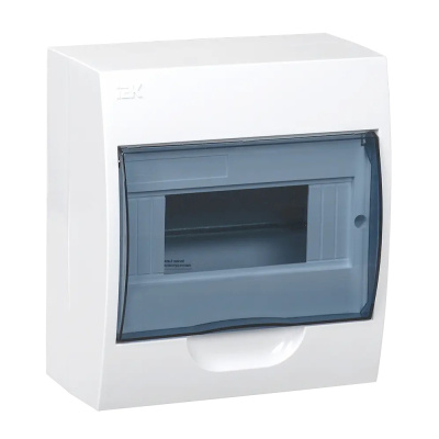 Щит распределительный навесной ЩРн-П-8 IP40 пластиковый белый, прозрачная дверь