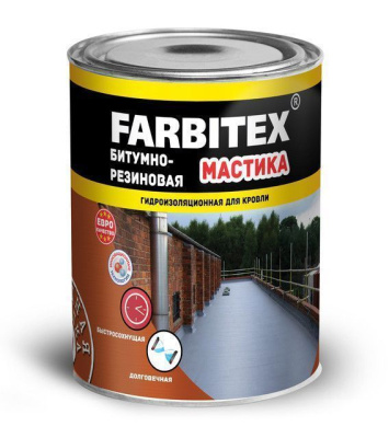 Мастика битумно-резиновая для кровли (4кг) FABRITEX