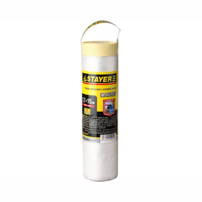 Пленка STAYER "PROFI" защитная с клейкой лентой "МАСКЕР", HDPE, 10 мкм, 1,7 х 15 м