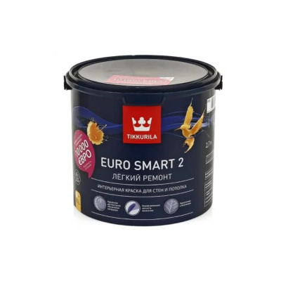 КРАСКА "EURO SMART-2"  0,9 Л (1/6)  ИНТЕРЬЕРНАЯ "ТИККУРИЛА"