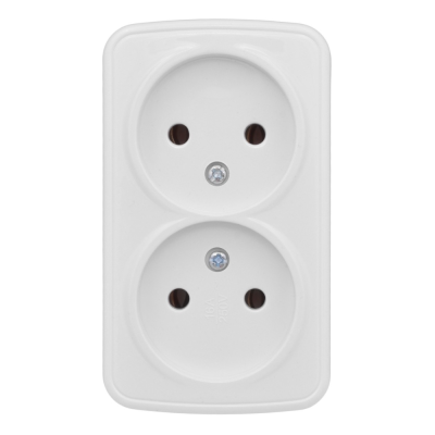 Розетка 2-местная ОП 10А без заземления белая Basic