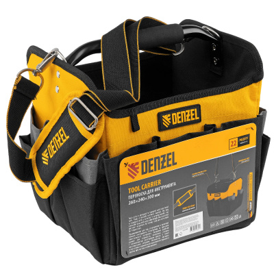 Переноска для инструмента, 260х240х300 мм, 22 кармана, наплечный ремень// Denzel