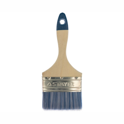 Кисть, STANDARD (01032-100) STAYER  AQUA 100 мм, 4" искусственная щетина, деревянная ручка, Плоская 