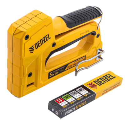 Степлер мебельный, тип 53 и 13, 6-14мм, тип 140, 10-14мм, тип 300, 15мм, тип 500, 15мм// Denzel