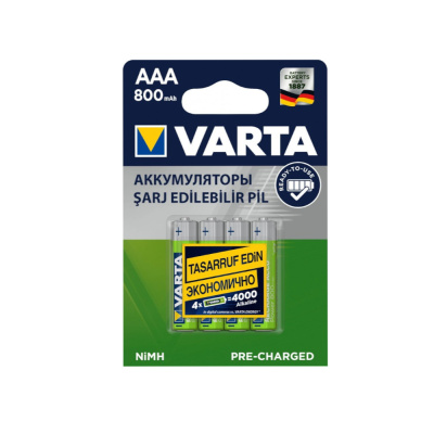 Аккумулятор Varta Ready2Use 56703.101.404/414 /R03 800mAh BL4 ЗАРЯЖ