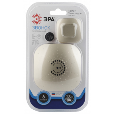 Звонок беспроводной, шампань, 2xAA/CR2023 ЭРА BIONIC Champagne 
