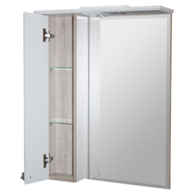 Шкаф навесной "ВЕРСАЛЬ-62" белое дерево с зеркалом, левый, с подсветкой (ПВХ)