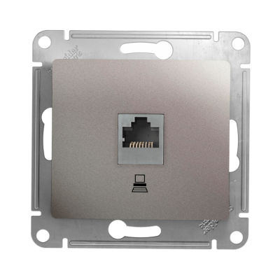 Розетка компьютерная RJ45 ка тегория 5E механизм платина GLOSSA 