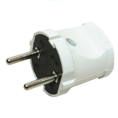 Вилка Makel белая без заземления (10001)