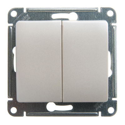 Выключатель двухклавишный схема 5 перламутр в рамку GLOSSA 