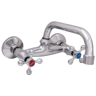 Смеситель для мойки двуручный настенный с поворотным изливом