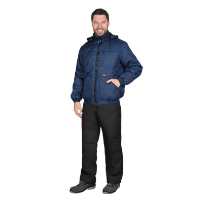 Куртка "СИРИУС-ПРАГА-Люкс" мужская, с капюшоном, темно-синяя р. 120-124/182-188 (ЧЗ)