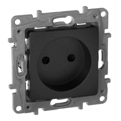 ETIKA Розетка без заземления со шторками антрацит винтовые зажимы