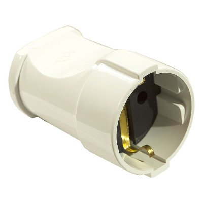 Штепсель 1 гнездо с заземлением белый