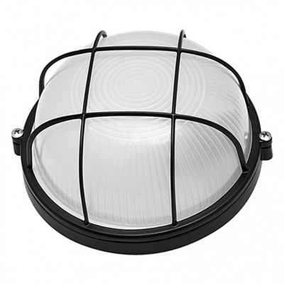 Светильник НПП-60и термостойкий круглый с решеткой IP54 черный