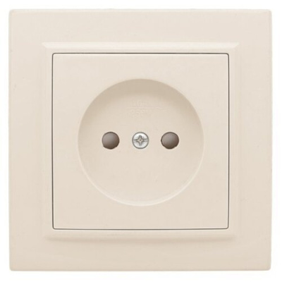 Розетка одноместная СП без заземления 10А с защитными шторками бежевый Минск