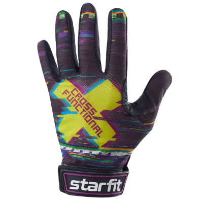 Перчатки для фитнеса Starfit WG-104,  с пальцами, черный/мультицвет (S)