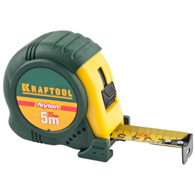 Рулетка KRAFTOOL NYLON 5м/25мм с ударостойким обрезиненным корпусом