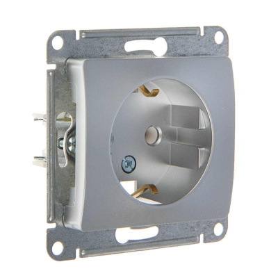 Розетка с заземлением в рамку алюминий GLOSSA 