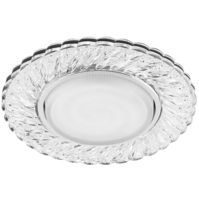 Светильник ДВО-15w GX53 без лампы со светодиодной подсветкой 4000К хром с прозрачным стеклом