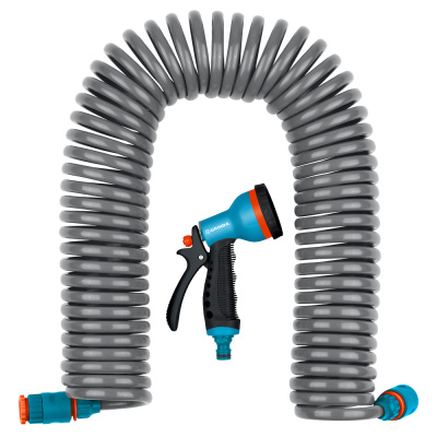 Набор поливочный GRINDA  спиральный шланг 3/8" x 15 м, пистолет-распылитель, адаптеры