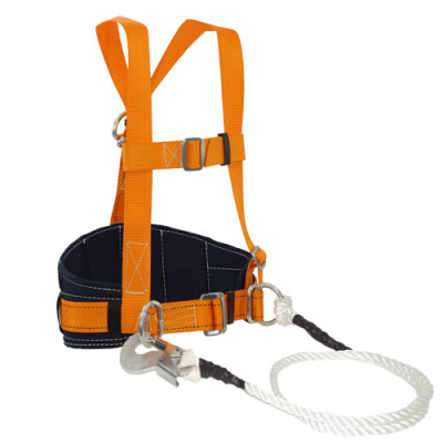 Пояс страховочный с наплечными лямками и стропом из каната