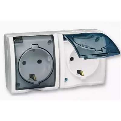 Розетка 2*2Р+Е IP54 16А-250В ОУ Эра Эксперт белый