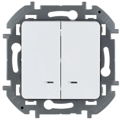 Выключатель двухклавишный с подсветкой/индикацией INSPIRIA 10 AX 250 В~ слоновая кость