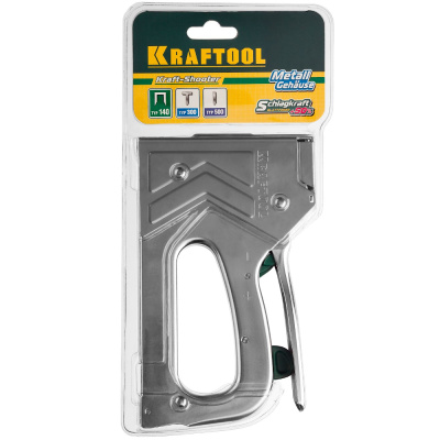 Пистолет KRAFTOOL "EXPERT" скобозабивной, повышенной мощности, тип 140 (зеленая): 6-14мм, тип 300: 1