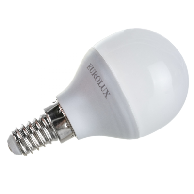 Лампа светодиодная LL-E-G45-7W-230-2,7K-E14 (шар, 7Вт, тепл., Е14) Eurolux 76/2/5