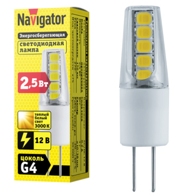 Лампа светодиодная LED 2.5вт 12в G4 тепло-белый капсульная