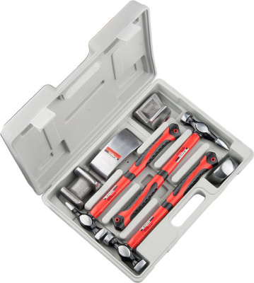 Набор рихтовочный, 3 молотка с фибергласовыми ручками, 4 наковальни, в пласт. боксе// MATRIX