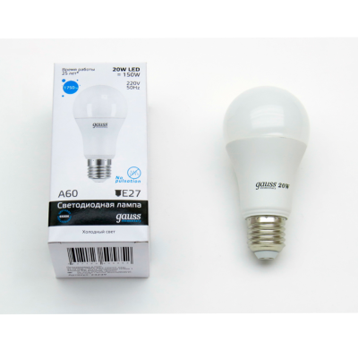 Лампа светодиодная Gauss 20вт 4100 К 1450 Лм Е27 холодный свет